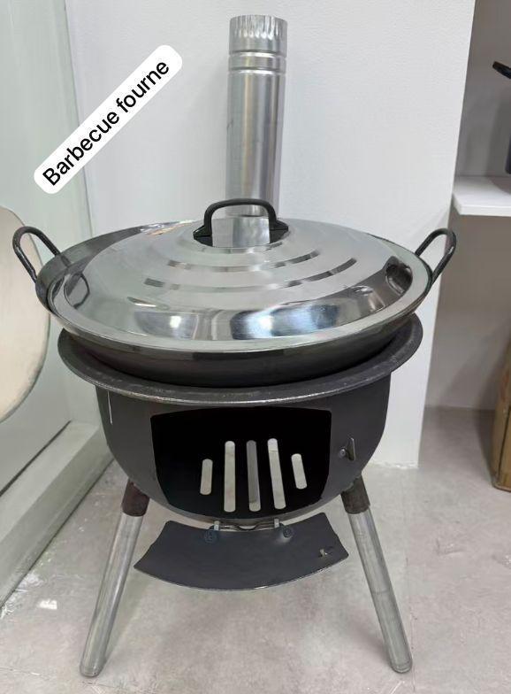 Barbecue Fourne Multifonction – Grill Portable avec Couvercle et Cheminée