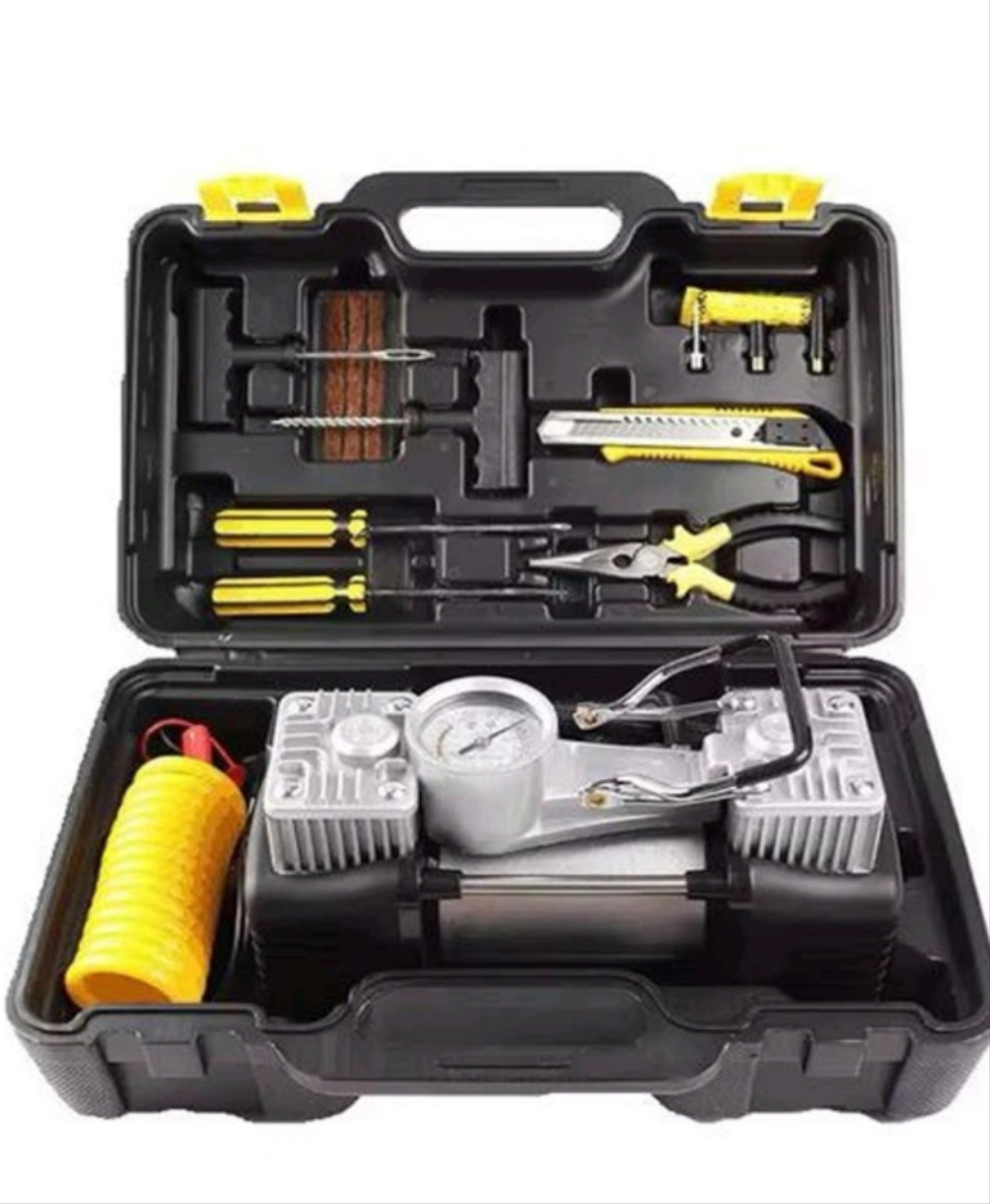 Compresseur d'air portatif avec outils de réparation
