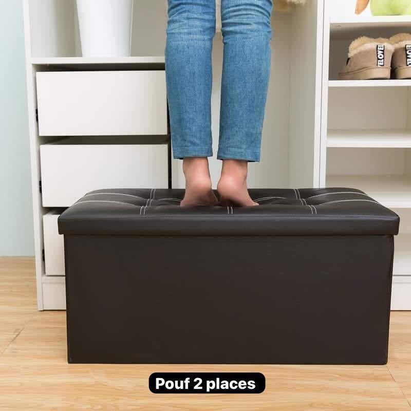 Pouffe de Rangement Similicuir 2 Places