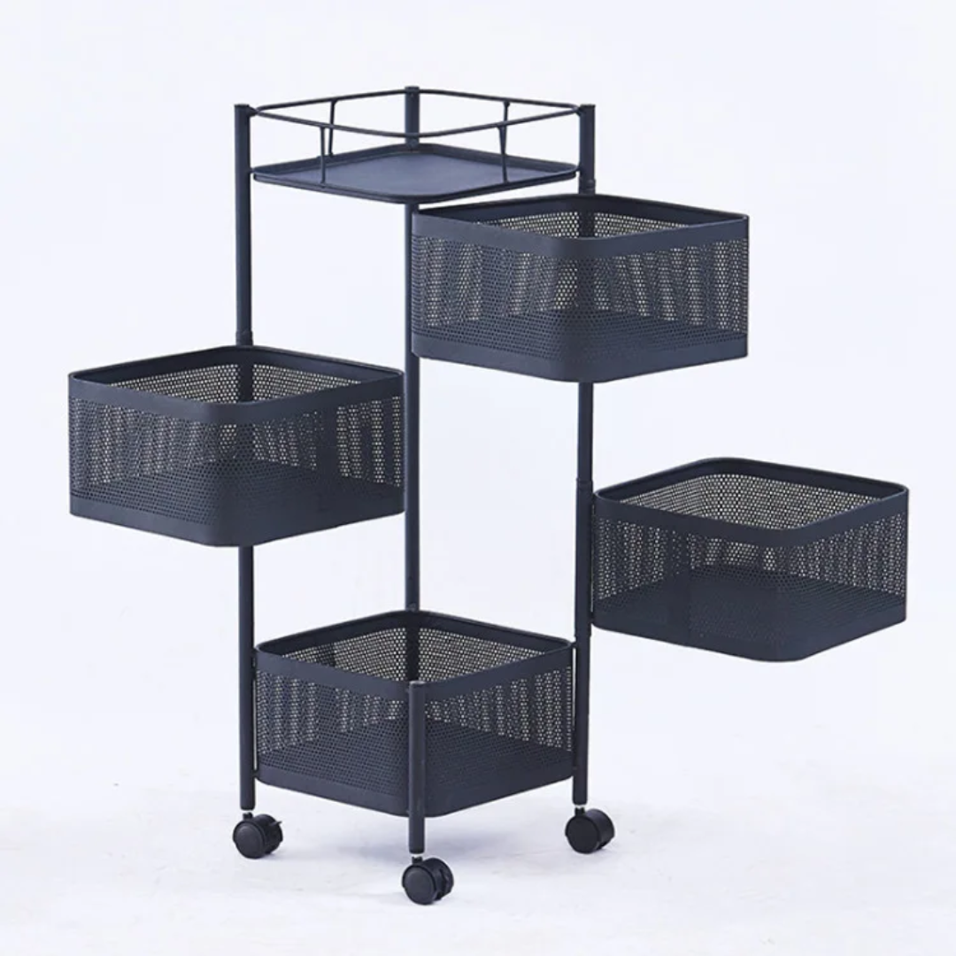 Étagère de Rangement Multifonction à Roulettes – Panier Rotatif Cuisine & Maison