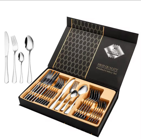 Coffret de Cuillère Inox 24 Pièces – Haute Qualité & Finition Polie