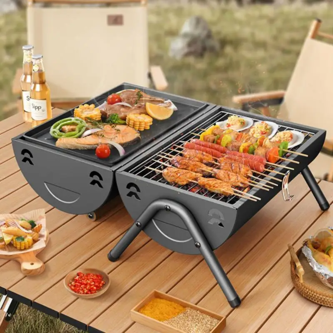 🔥 Mini Barbecue Portable au Charbon – Grill Compact pour Camping et Pique-nique
