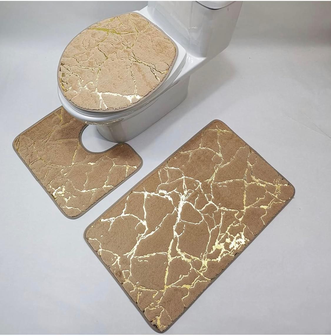 🚽 Ensemble 3 Tapis de Toilette & Salle de Bain – Ultra Doux et Antidérapant
