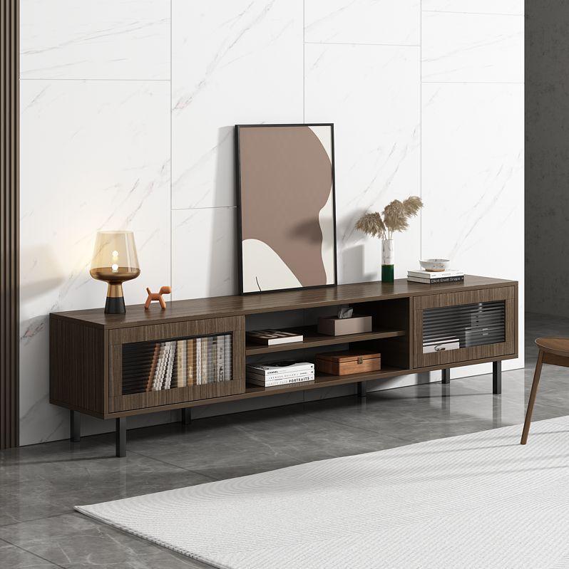 Meuble TV Moderne en Bois Foncé – Style Minimaliste et Élégant