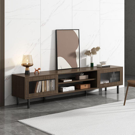 Meuble TV Moderne en Bois Foncé – Style Minimaliste et Élégant