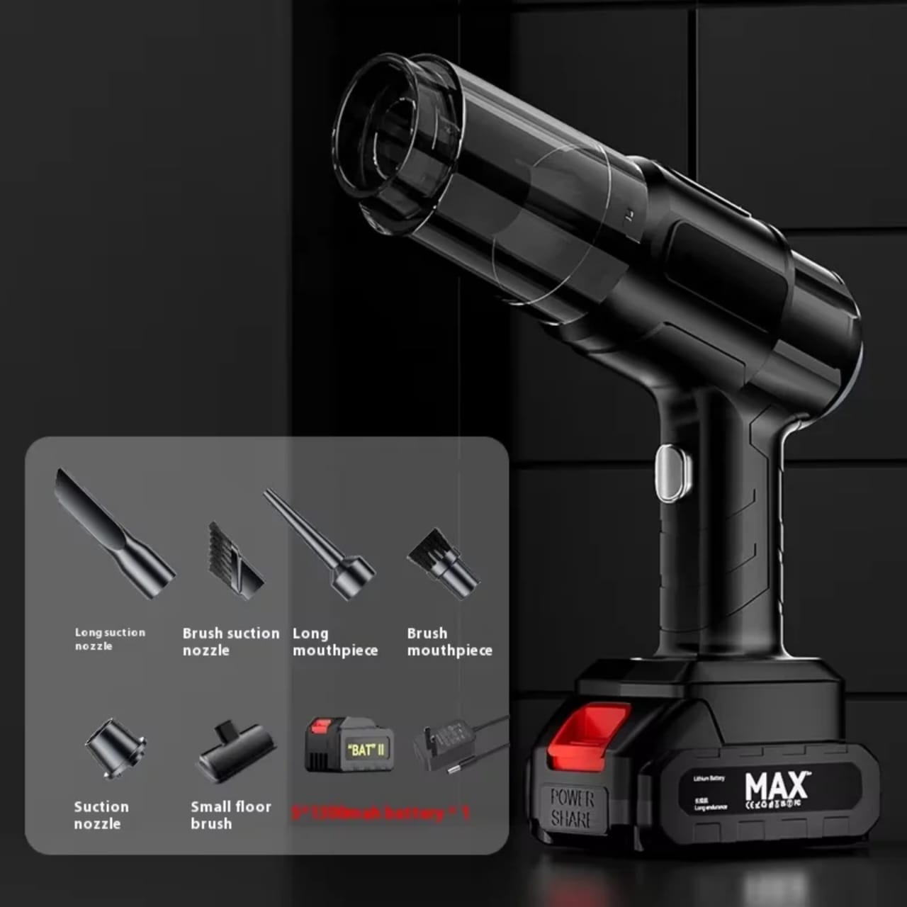 Aspirateur Portable Sans Fil MAX Power – Ultra Puissant + 8 Accessoires