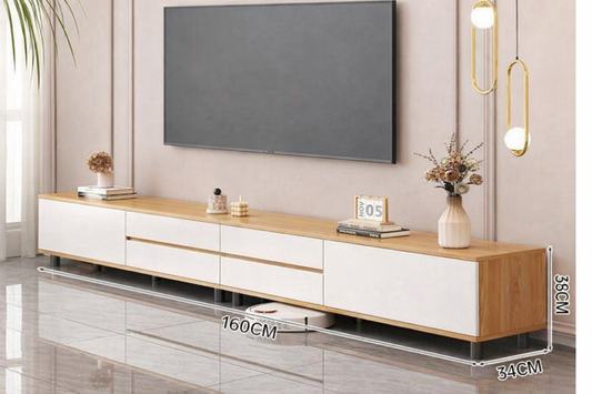Meuble TV Moderne 160 cm – Design Bois Élégant avec Rangements Intégrés