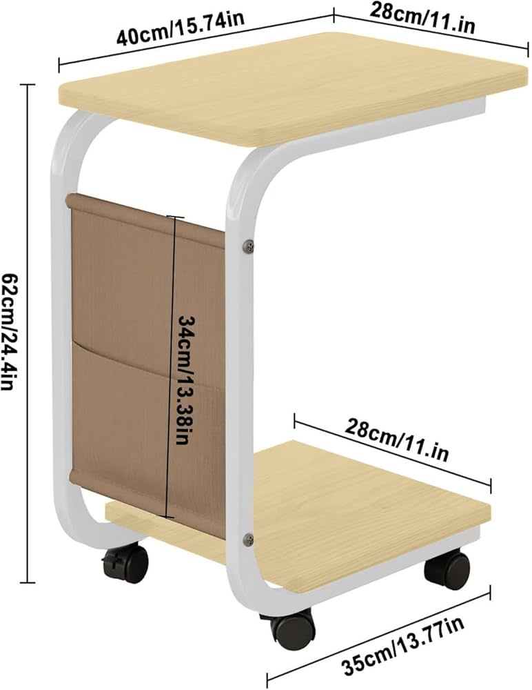 Table d’Appoint Multifonction avec Roulettes – Support Ordinateur et Rangement
