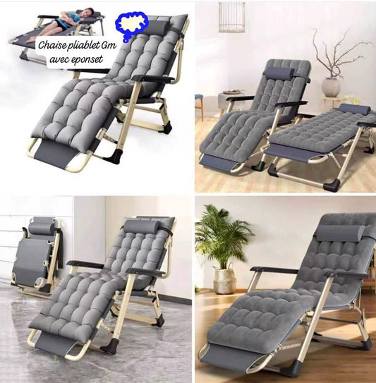 Fauteuil Relax Pliable Haut Confort – Dossier Réglable et Coussin Épais