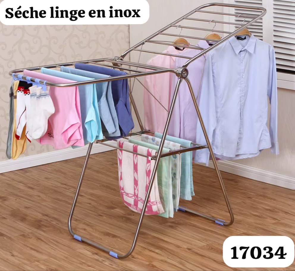 Séchoir à Linge Pliable en Inox – Grande Capacité