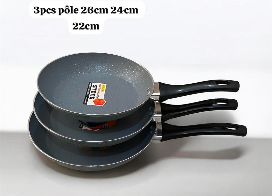 Set de 3 Poêles Antiadhésives – 20cm, 24cm & 28cm