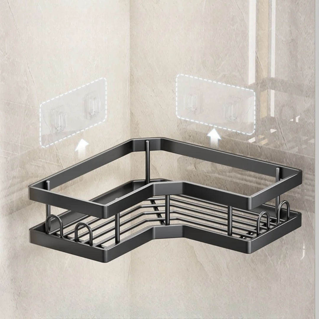 Étagères de Salle de Bain 5 pcs Murales – Rangement Angle Sans Perçage