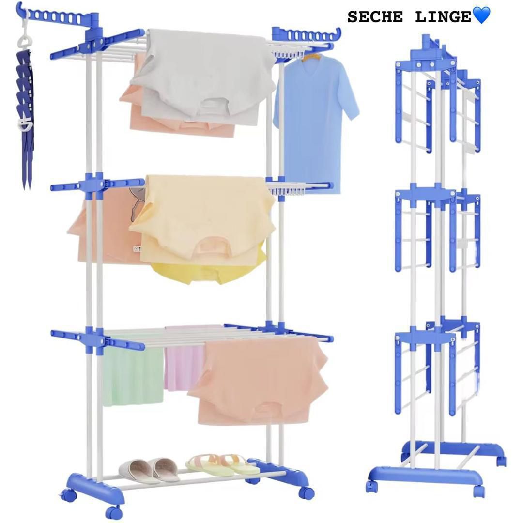 Séchoir à Linge Pliable Multifonction – Étendoir Vertical Gain de Place