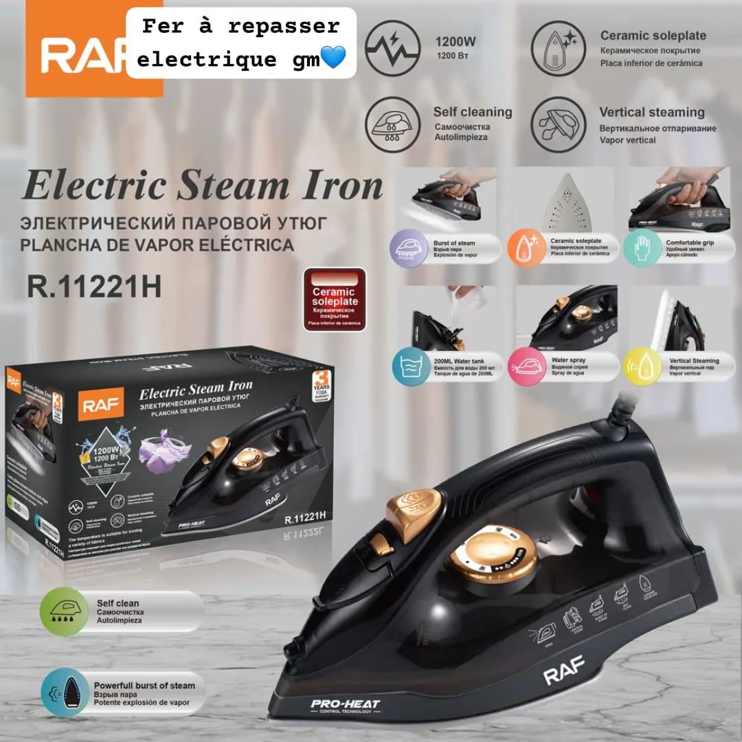 Fer à Repasser Électrique Vapeur 1200W RAF – Chauffe Rapide & Semelle Céramique