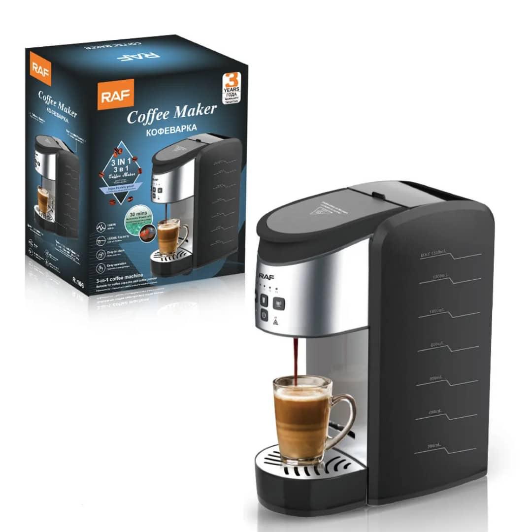 Machine à Café RAF R.106 – 3 en 1, 1500W, Réservoir 1.32L avec Arrêt Automatique