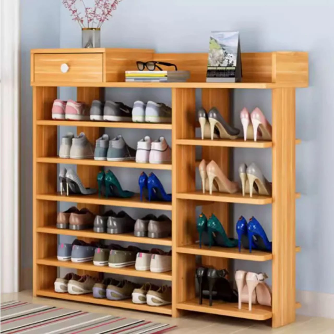 Meuble Rangement Chaussures en Bois – Grande Capacité avec Étagères Multiples