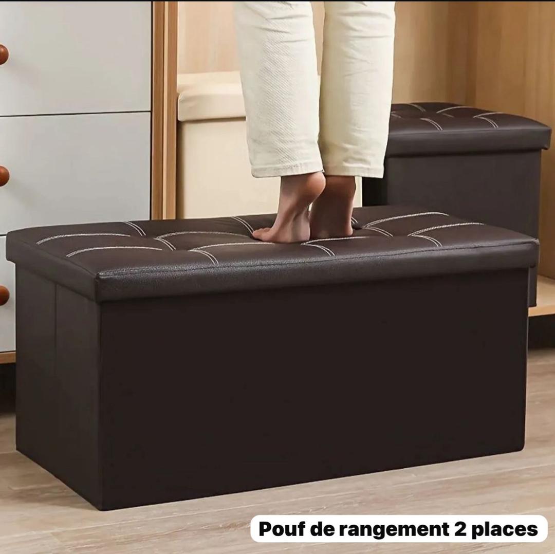 Pouffe de Rangement Similicuir 2 Places