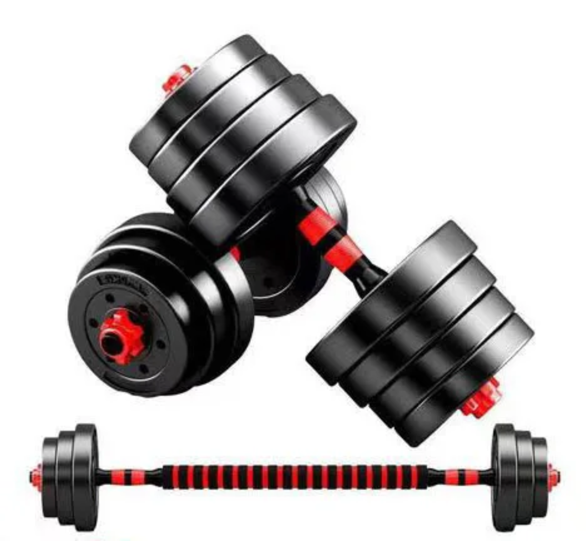 Haltères Réglables 15KG – 2 en 1 Haltères & Barre de Musculation