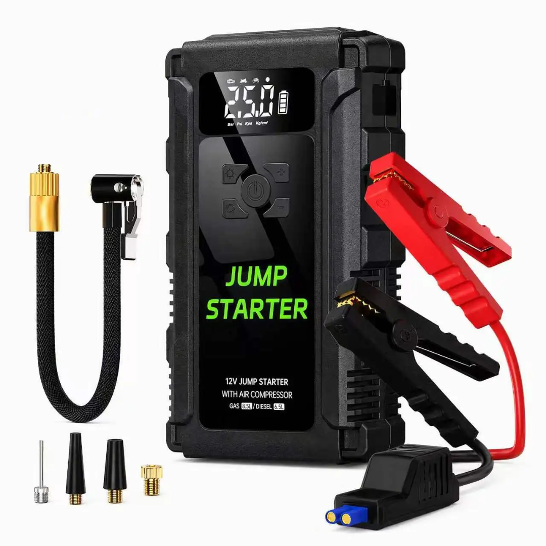 Démarreur de Batterie 12V Multifonction avec Compresseur d’Air – Booster Auto Portable