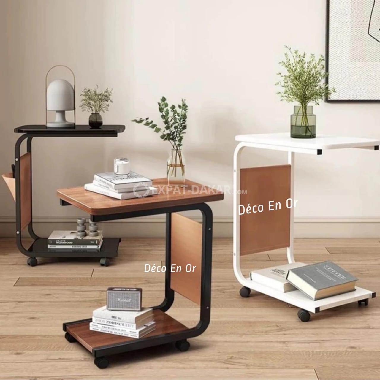 Table d’Appoint Multifonction avec Roulettes – Support Ordinateur et Rangement