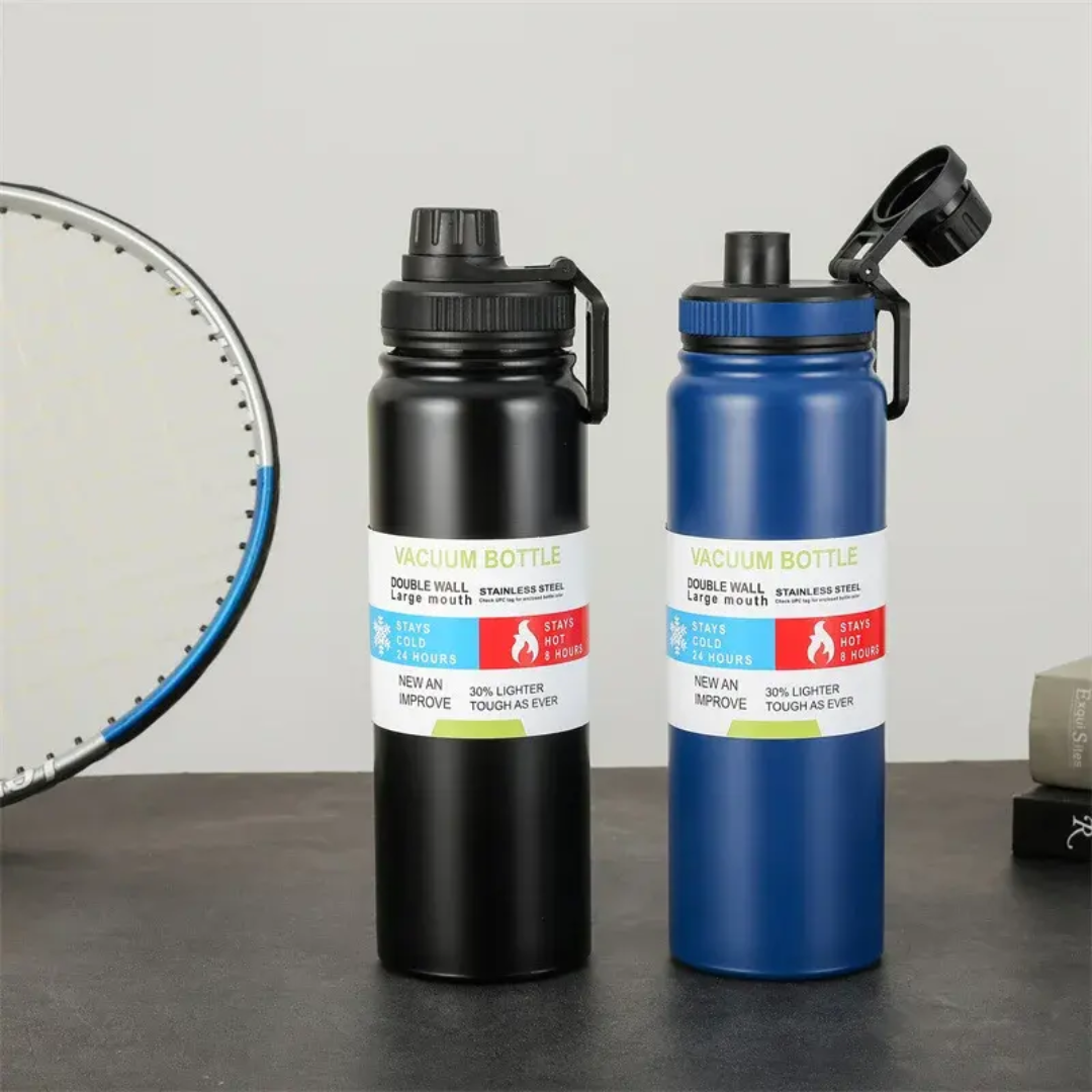 Bouteille Isotherme Double Paroi en Acier Inoxydable – Grande Ouverture – 24H Froid / 8H Chaud