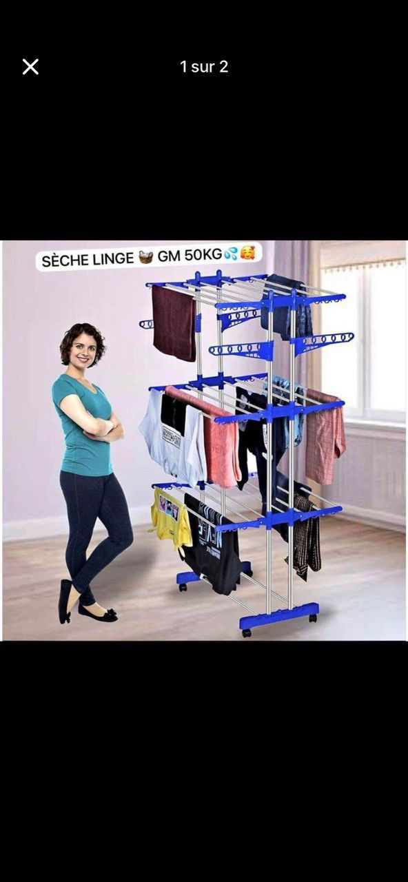 Séchoir à Linge Pliable Multifonction – Étendoir Vertical Gain de Place