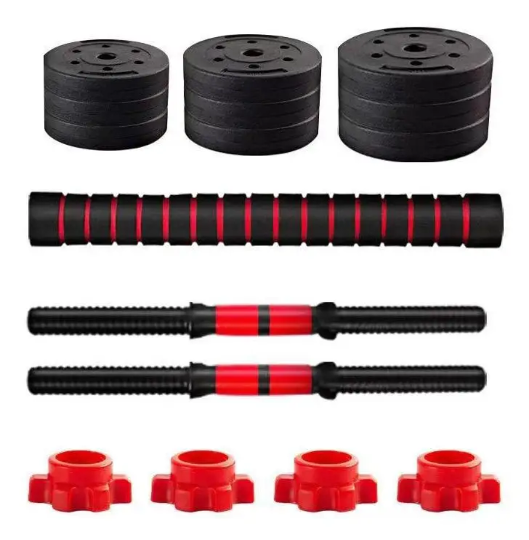 Haltères Réglables 15KG – 2 en 1 Haltères & Barre de Musculation