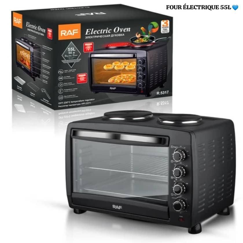 🔥 Four Électrique RAF 45L – 2 en 1 avec Plaque Chauffante | Puissant & Polyvalent