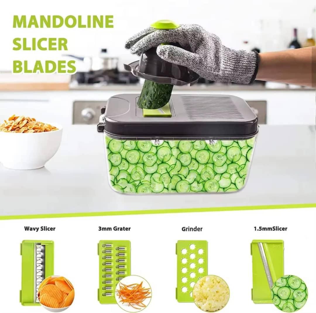 Coupe-Légumes Multifonction 10 en 1 avec Panier de Rangement