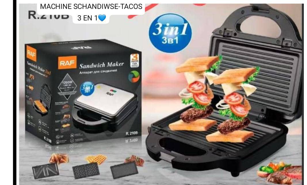 Sandwich Maker 3 en 1 – Grill, Gaufrier & Appareil à Paninis