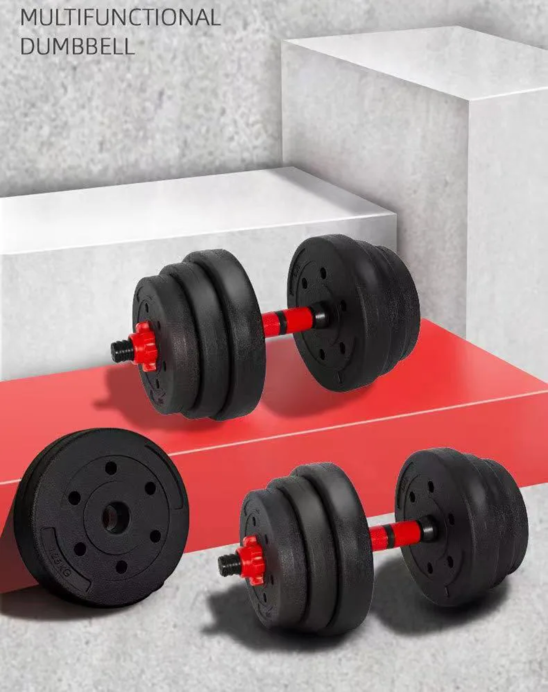 Haltères Réglables 15KG – 2 en 1 Haltères & Barre de Musculation