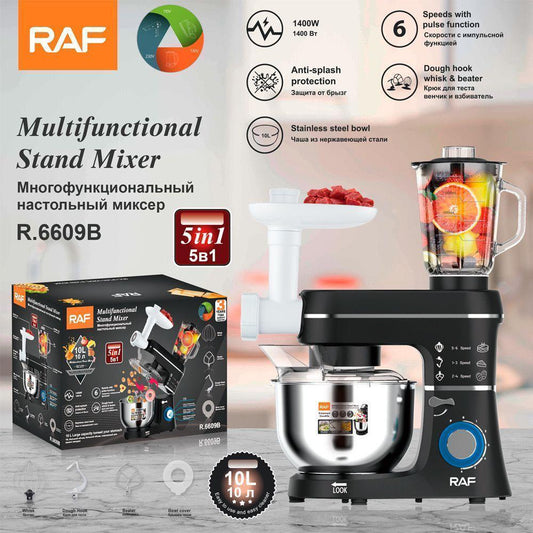 Batteuse Multifonction 5 en 1 – 1400W, Bol 10L, Blender & Hachoir – RAF R6609B