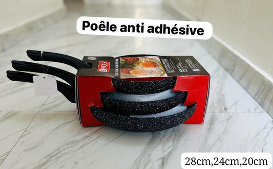 Set de 3 Poêles Antiadhésives – 20cm, 24cm & 28cm