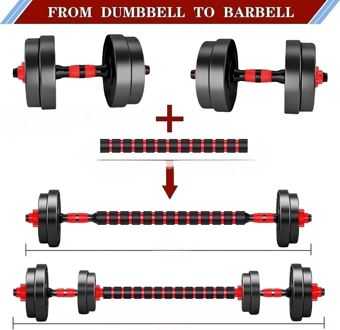 Haltères Réglables 15KG – 2 en 1 Haltères & Barre de Musculation