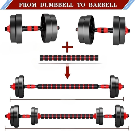 Haltères réglables 30kg 2 en 1  – Dumbbells & Barre de musculation