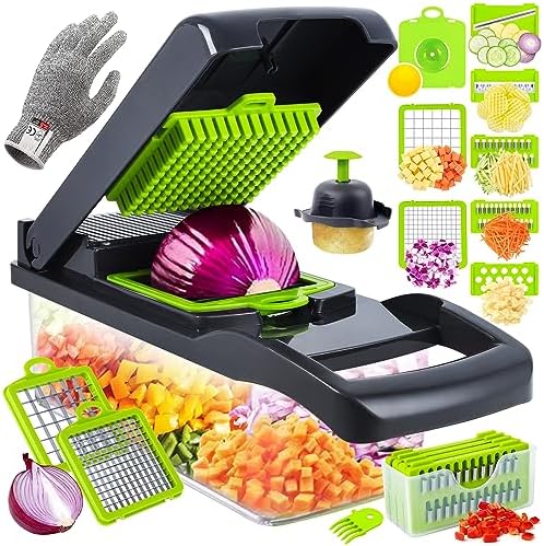 Coupe-Légumes Multifonction 10 en 1 avec Panier de Rangement