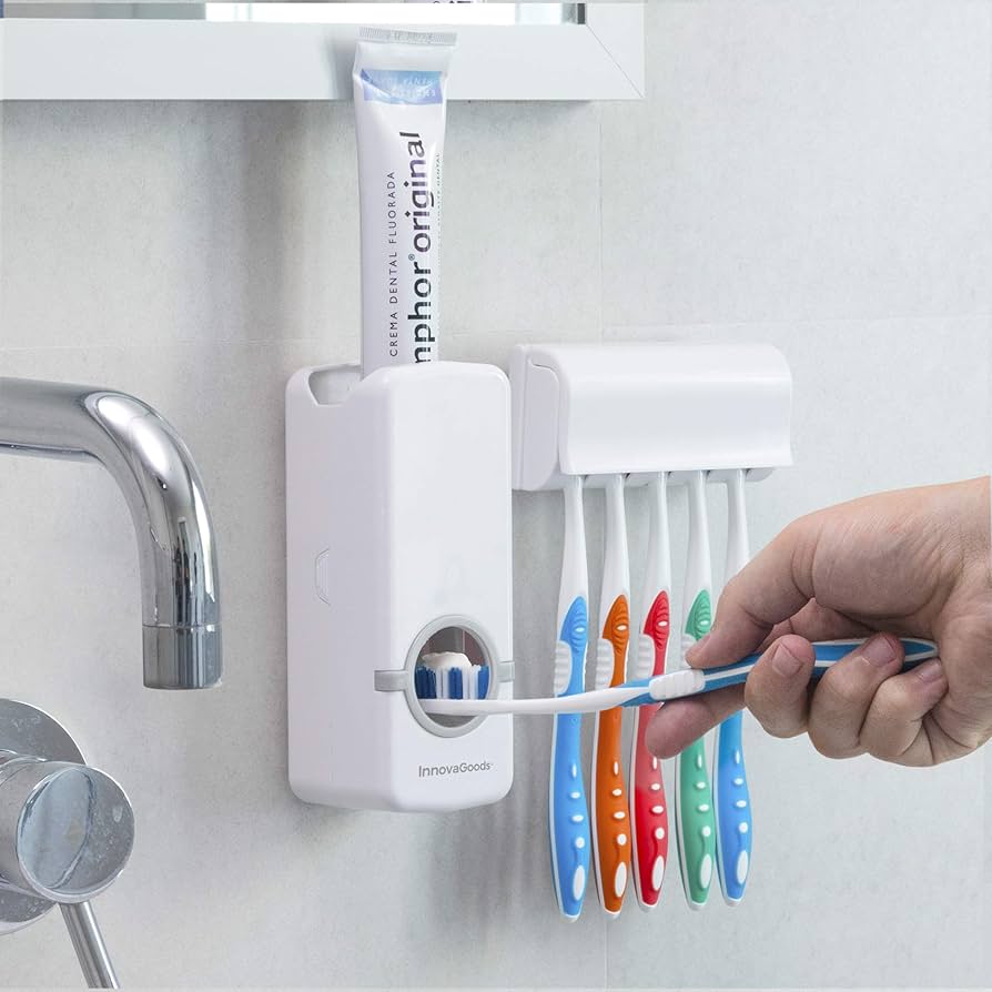 Distributeur Automatique de Dentifrice & Porte-Brosses Mural – Hygiène et Gain de Place