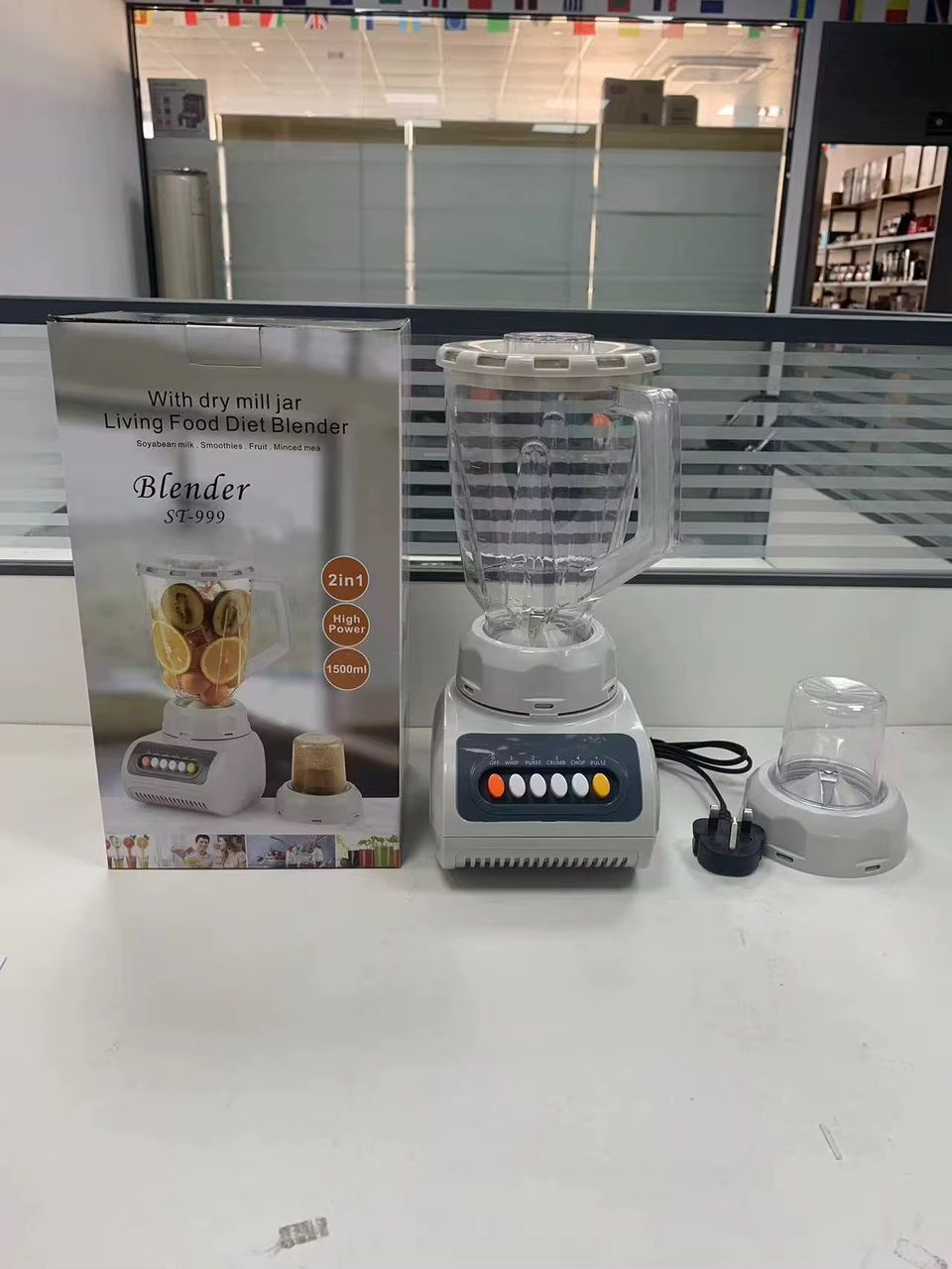 Blender Multifonction 2-en-1 ST-999 – Mixeur Puissant 1500 ml avec Moulin Intégré