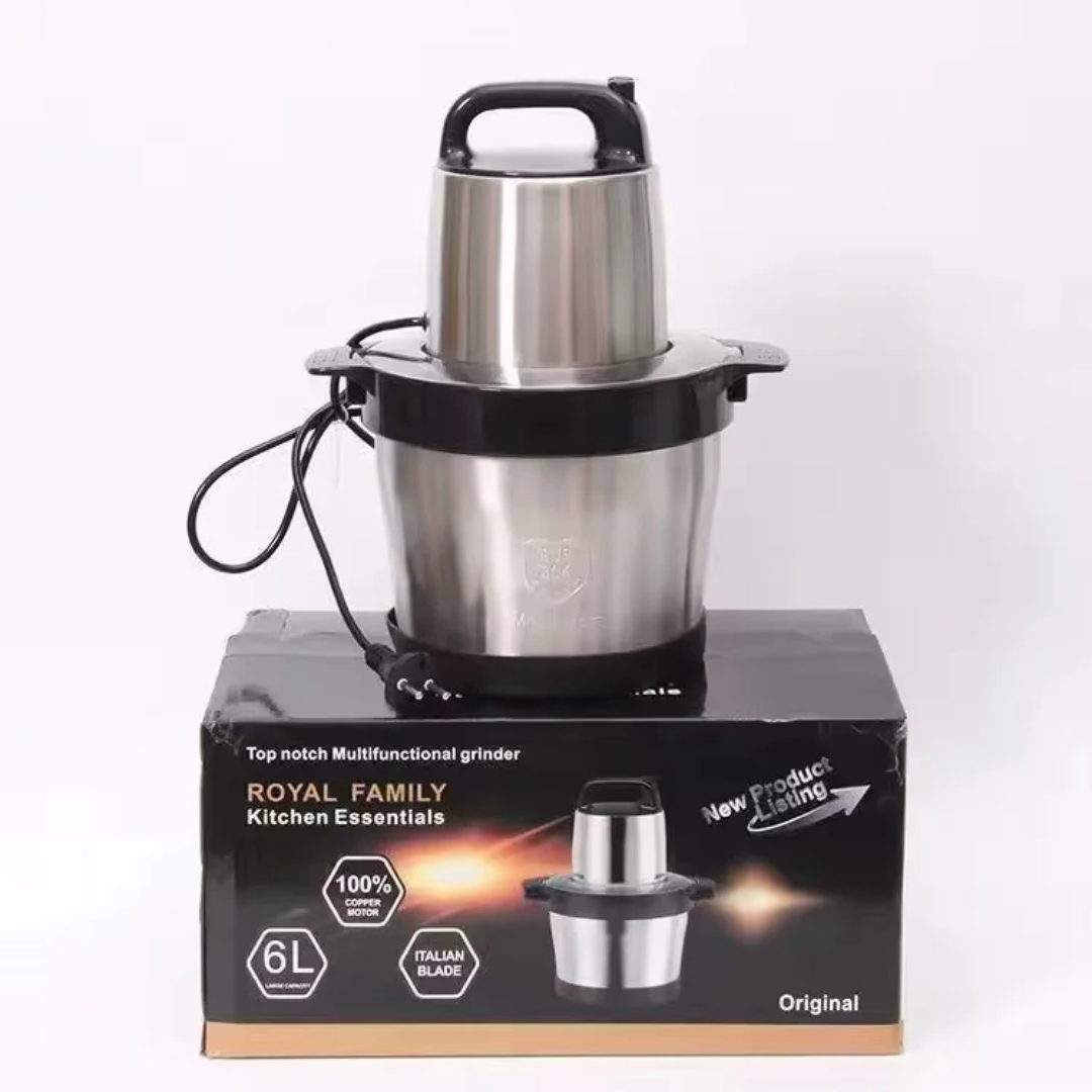 Hachoir Électrique 6L en Acier Inoxydable – 2 Vitesses Puissantes | Robot Multifonction Cuisine