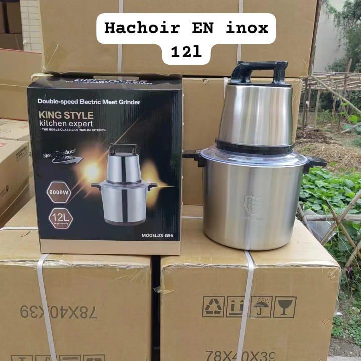 🔪 Hachoir Électrique Inox 12L – Puissant & Ultra Rapide (3 Vitesses)