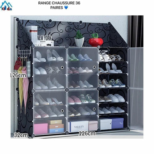Rangement chaussure en plastique 36 paires