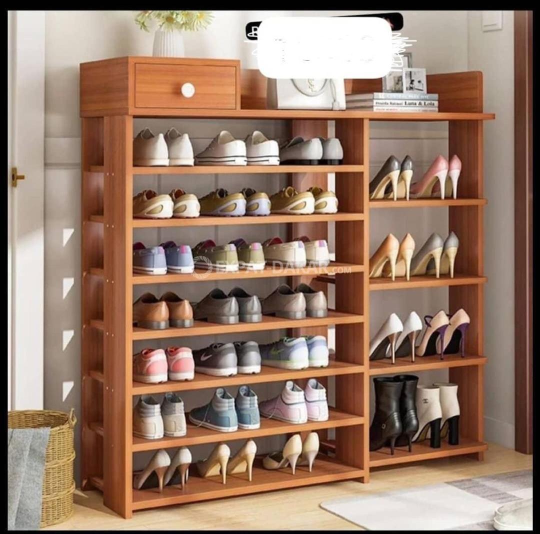 Meuble Rangement Chaussures en Bois – Grande Capacité avec Étagères Multiples