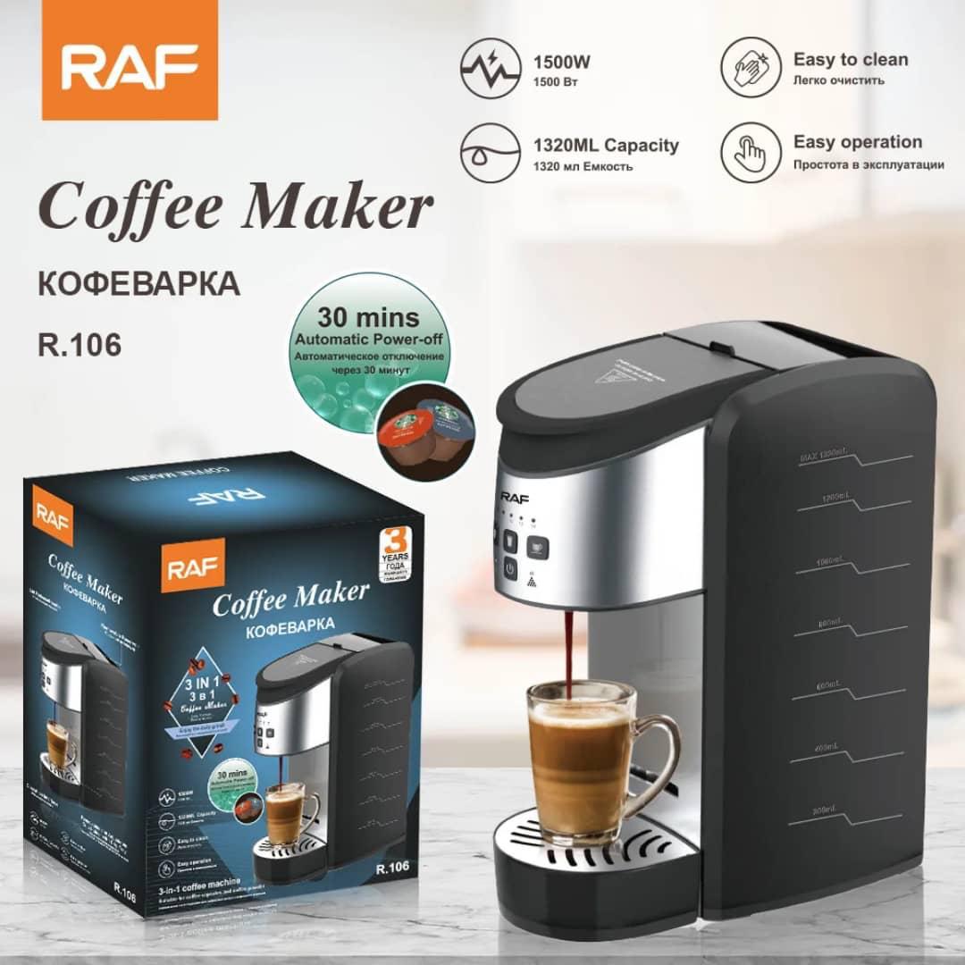 Machine à Café RAF R.106 – 3 en 1, 1500W, Réservoir 1.32L avec Arrêt Automatique