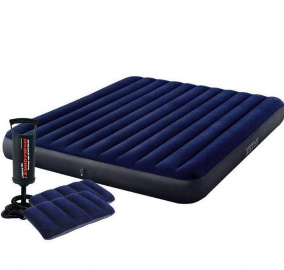 Matelas Gonflable 2 Places avec 2 Coussins + Pompe manuelle Intégrée