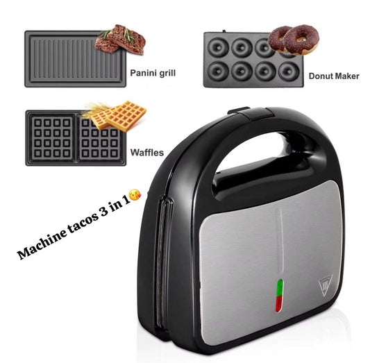 Machine 3 en 1 Multifonction – Panini, Gaufres & Donuts