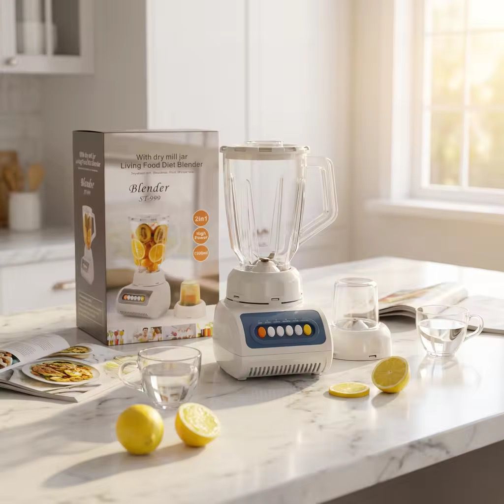 Blender Multifonction 2-en-1 ST-999 – Mixeur Puissant 1500 ml avec Moulin Intégré