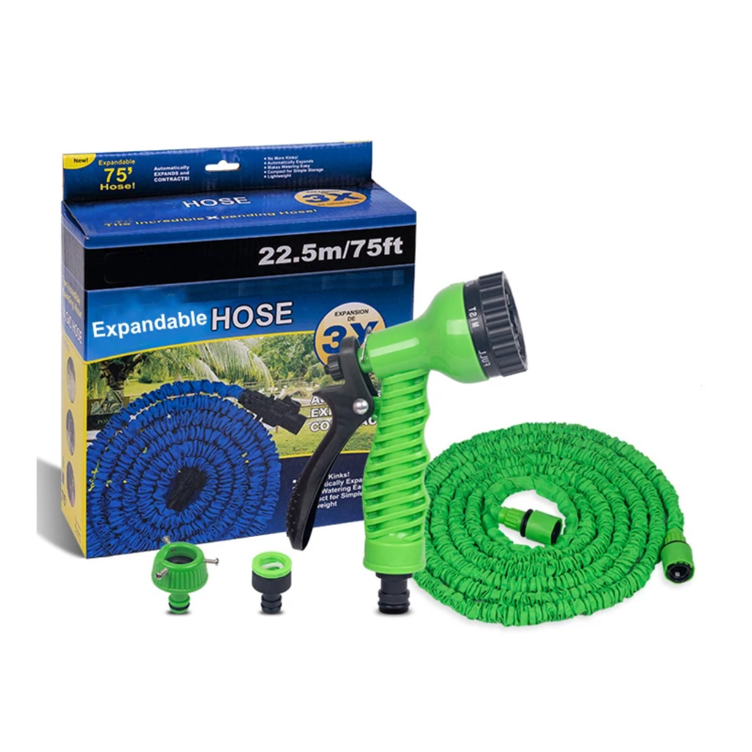 Tuyau d’arrosage extensible 22,5m/75ft avec pistolet multi-jets